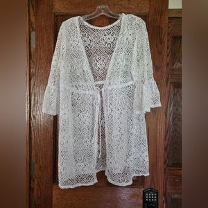 White Festival Beach Kimono Cover-Up